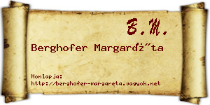 Berghofer Margaréta névjegykártya